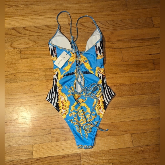 Weinicoco Women V-Neck One Piece Ruffle Swimsuit Tummy Control Monokini MEDIUM - Picture 5 of 9